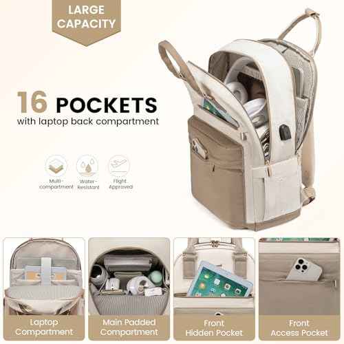 LOVEVOOK Laptop Backpack for Women 17.3 Inch,Cute Backpack Laptop Bag with USB Port,Waterproof Travel Backpack Purse Teacher Nurse Bag Fashion Computer Bag for Work