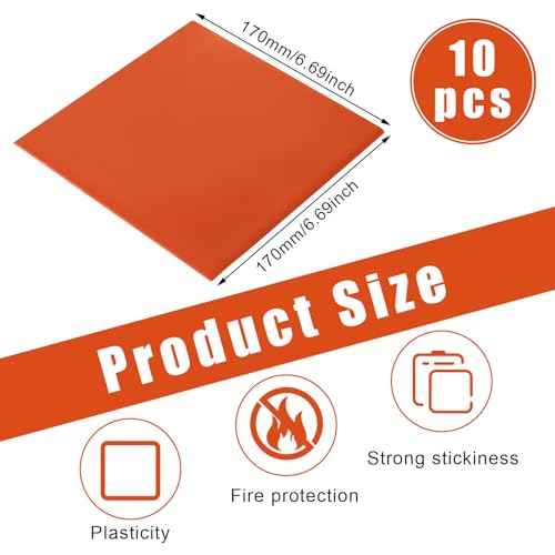 Amylove 10 Pcs Fire Putty Electrical Putty Pads Soundproofing Pads Fire Barrier Moldable Firestop Adhesive for Wall Openings Electrical Box, Red (7" x 7")