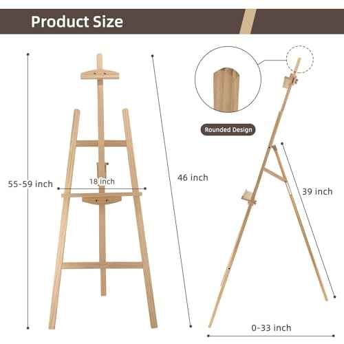 Adjustable Natural Pine Wooden Painting Basic Easel, Pine Art Easel Stand Hold up to 43'', Painting Canvas for Wedding Sign and Poster, Drawing for Adults, Begginners and Students-New Type