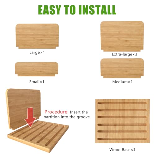 Desk File Mail Organizer Countertop, 5 Slots Bamboo Folder Sorter Holder for Letter, Envelope, Paper, Bill Filing, Desktop Tray Organizer for Office & Home