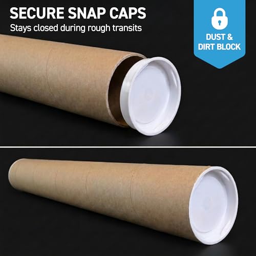 MagicWater Supply 2.5x12 Inch Kraft Mailing Tube with End Cap - 1 Pack