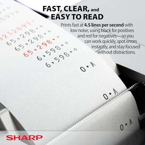 Sharp EL-1197PIII Heavy Duty Color Printing Calculator - White