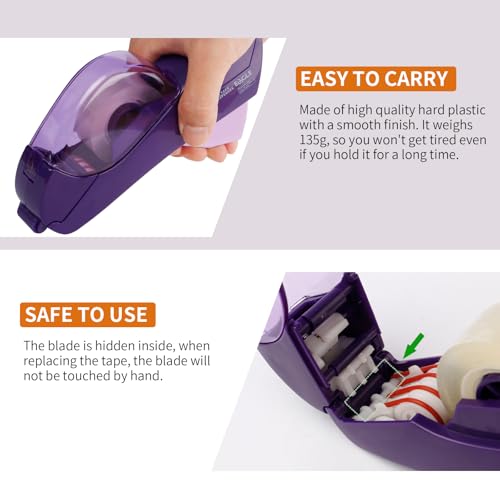 Eagle Automatic Tape Dispenser - Purple, One-Handed, Includes 0.5in and 0.75in Tape Rolls