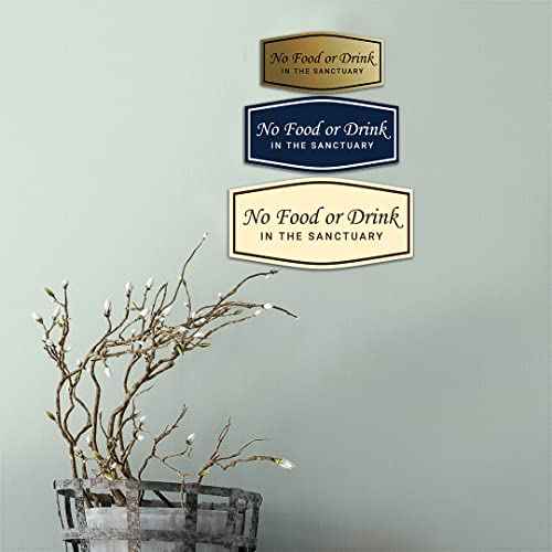 Fancy No Food Or Drink In The Sanctuary Sign (Black) - Large (5 Pack)