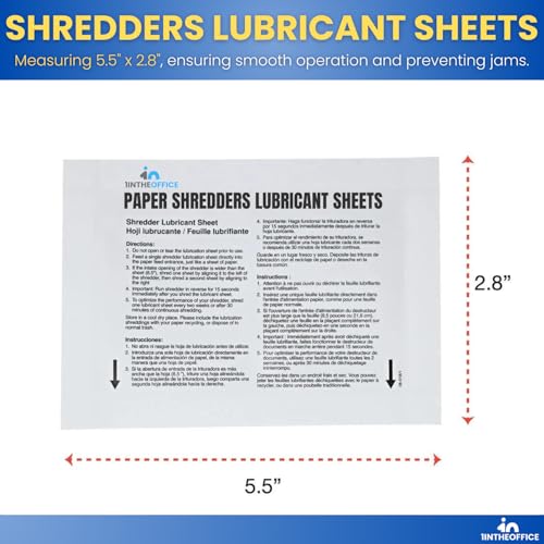 1InTheOffice Paper Shredders Lubricant Sheets 8.5" x 6" Shredder