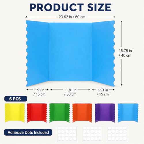 Colorful 6 Pack 24x16 Inch Tri-Fold Poster Boards for Presentations and Displays