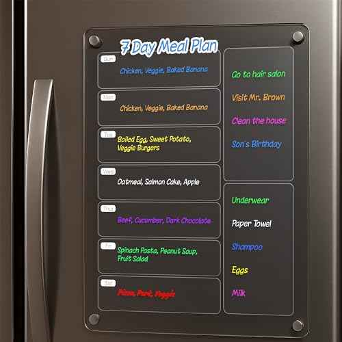 Meal Prep Bundle. Includes 1 Magnetic Acrylic Meal Planner Board, 1 Kitchen Conversion Chart Magnet, and 100 Freezer Labels for Food Storage & Organization