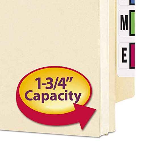 Smead End Tab File Pocket, Reinforced Straight-Cut Tab, 1-3/4" Expansion, Manila Gusset, Legal Size, Manila, 25 per Box (76114)