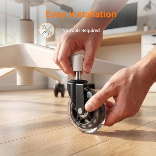 3 Inch COZYEHOO Office Chair Wheels Replacement - Transparent Universal Fit