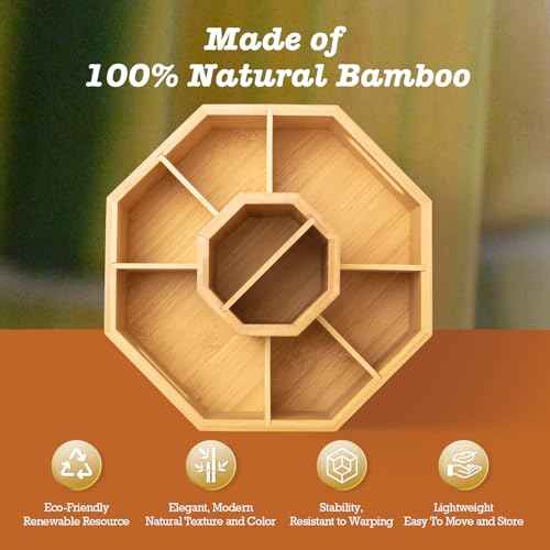 360¡Æ Rotating Art Supply Organizer, Holds 750+ Pencils, Bamboo Marker & Pen Holder with Handles, Desk Storage Caddy for Paint Brushes, Crayons, Ideal for Office, Home, Classroom