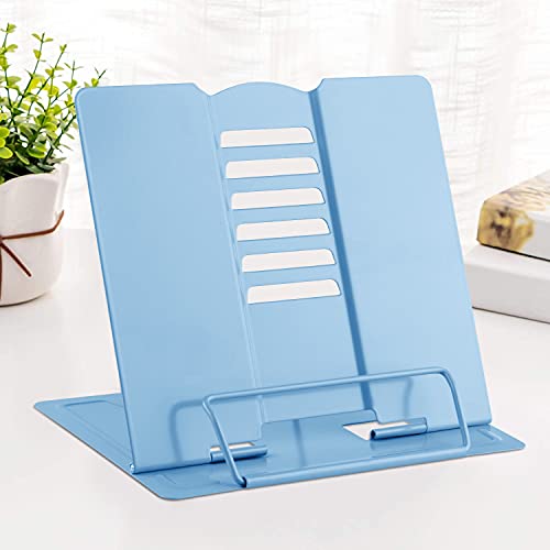 MSDADA Light Blue Adjustable Metal Desk Book Stand for Reading & Study