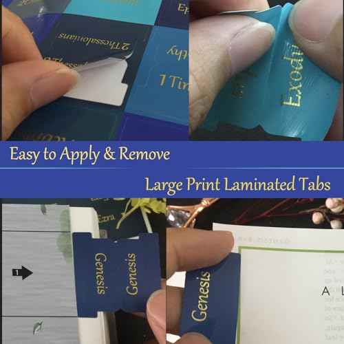 Bible Tabs, Large Print Laminated Bible Tabs for Women and Men, Easy to Read Bible Book Tabs for Study Bible, Index Tabs for Old and New Testament, Bible Labels Tabs for Christian Gift, Blue