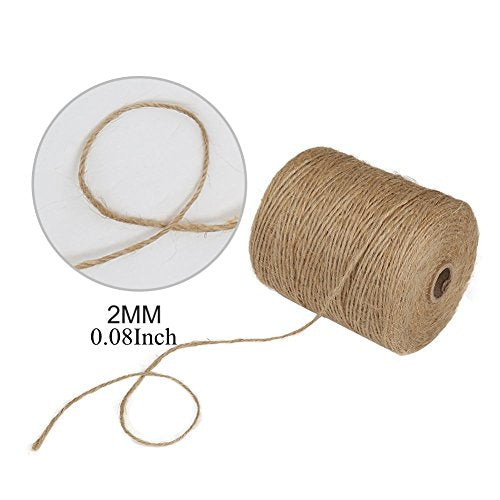 Tenn Well Natural Jute Twine 2mm x 984ft - Brown Garden String for Arts, Crafts, Gift Wrapping