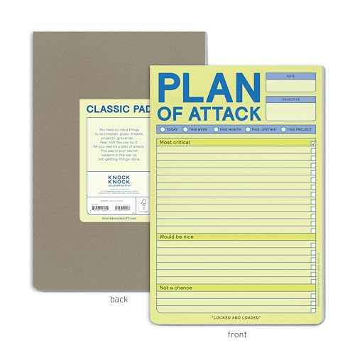 6-Count Knock Knock Plan of Attack Pads - Daily Planner Pads & To Do List Notepads, 6 x 9-inches each (Pastel)