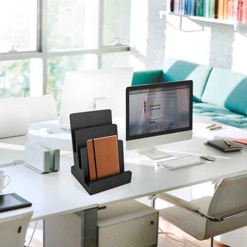 2 Pieces 6 x 9 Wood Brochure Holder 3 Tier Pamphlet Display Stand Black Brochure Display Stand Postcard Holder Flyer Holder Magazine Rack Literature Stand Book Display for Desk Booklets Menu (2)