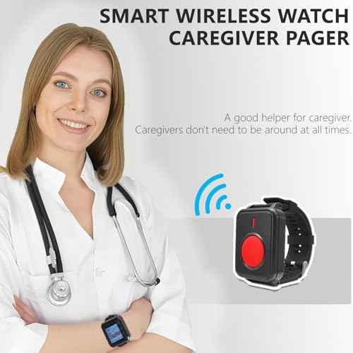 Multi-Functional Caregiver Pager Wireless Call Button for Elderly/Patient Monitoring/Disabled at Home Watch Nurse Alert System with 2 Alert Panic Button &1 Wrist Pager Waterproof
