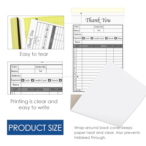 Thank You Receipt Book 6-Pack with Carbonless Copies, 300-Set - Variation: Thank You