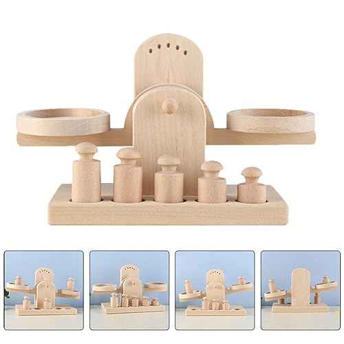iplusmile Wooden Scale Wooden Montessori Math Materials Weighing Scale Set Preschool Educational Learning Tool 1 Set