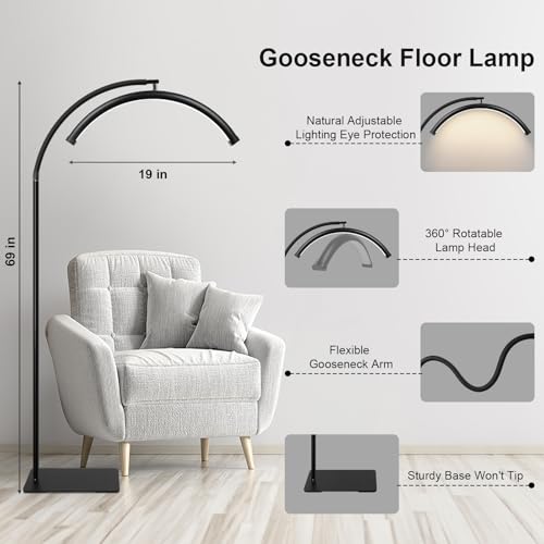 Half Moon LED Floor Lamp - Professional 19-inch Shadow-Free Light for Lash Techs, Estheticians & Tattoo Artists | Dimmable for Eyelash Extensions, Nail Art, Home & Office