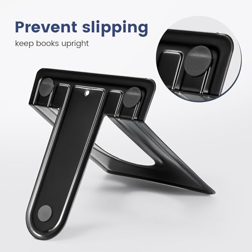 HappyHapi Book Ends, Non-Skid Metal Bookend Supports for Shelves, Heavy Duty Book End, Office Book Stopper, 6 x 5 x 6 Inches, 14 Pieces / 7 Pairs (Black)