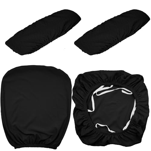 Tallew 4 Pcs Office Chair Covers Set Black - Seat, Back & Armrest Pads