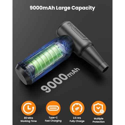 Compressed Air Duster, 200,000 RPM Electric Air Duster for Computer, 3 Gear Adjustable High-Speed Air Blower, 9,000mAh Large Battery Reusable no Canned Keyboard Cleaner for Office, Home, Car
