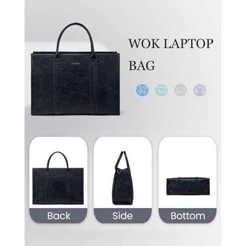 LOVEVOOK Laptop Tote Bag for Women, Vintage Leather Work Bags 15.6 inch Laptop Bag, Waterproof Computer Bag Business Office Briefcase, Dark Blue