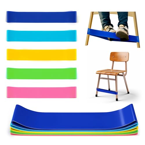 5 Pack Chair Bands for Kids with Fidgety Feet, ADHD Tools for Kids, Improve Focus & Reduce Restlessness, Chair Bands for Sensory ADHD ADD Autism - Classroom & Home Must Haves (Multicolor)