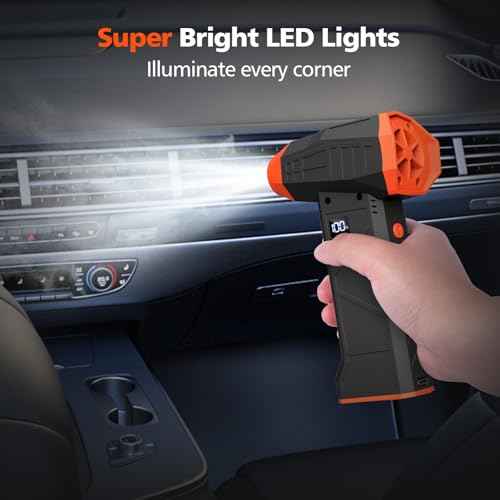 Electric Compressed Air Duster, 110000RPM Cordless Portable Air Blower Mini Powerful Jet Dry Blower 4 Adjustable Speeds Levels Rechargeable for Keyboard, PC, Car