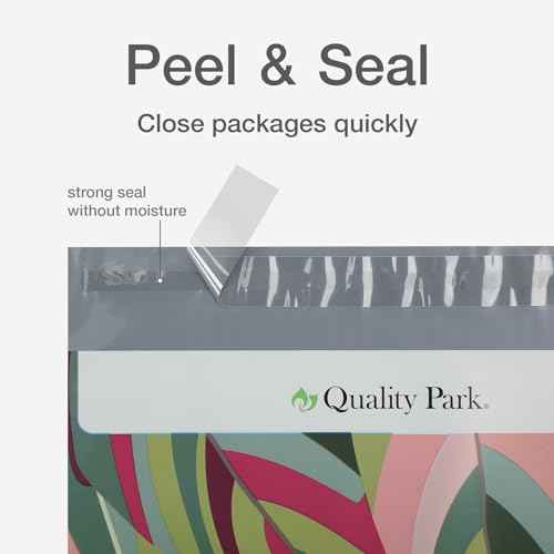 Quality Park Thank You Poly Mailers, 10 x13 Inch Shipping Envelopes, 100 Pack, Self Seal, Waterproof Shipping Bags for Clothing, Leaf (QUA89300)