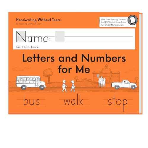 Learning Without Tears Letters and Numbers for Me Student Workbook, Age 5+, Preschool, Kindergarten Handwriting Practice, Writing Book, School & Home, Language Arts, Tutoring, Sensory