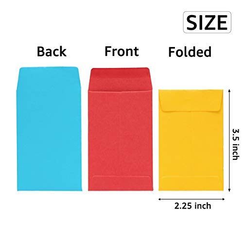 Homtable 100 Pack Colorful Small Coin Envelopes 2.25×3.5 Inch Self-Adhesive Seed Storage