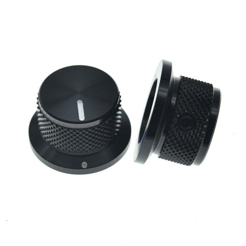 4-Pack Set Screw Style Aluminium Potentiometer Knobs 1/4" Universal Top Hat Knobs Bell Volume Tone Control Knobs for Guitar/Bass/AMPS/Preamps Black