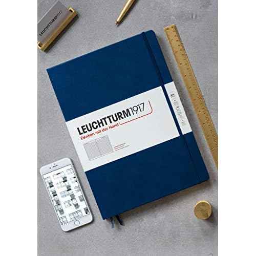 LEUCHTTURM1917 - Notebook Hardcover Master Classic A4+ - 235 Numbered Pages for Writing and Journaling (Navy, Plain)