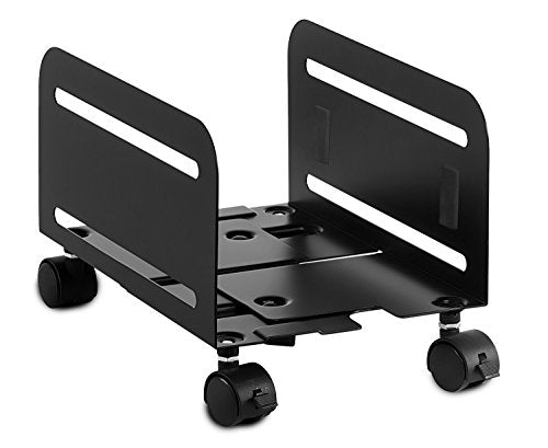 Mount-It Adjustable Heavy-Duty Computer Tower Stand with Lockable Wheels