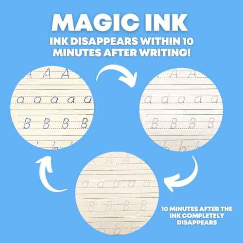 Children's Magic Copybooks - Reusable Grooved Writing Books for Kids - Handwriting Practice Workbooks, Calligraphy Learning Kit & Tracing Tools Set, 4 Books with Pen & Ink Refills (Ages 3-8)
