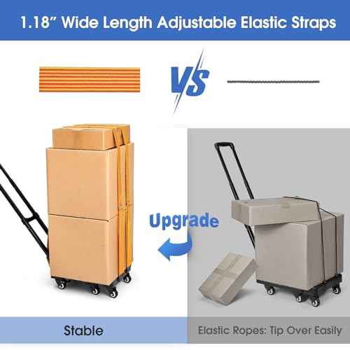KEDSUM 90&150¡Æ Folding Hand Truck, 500lbs Heavy Duty Dolly Cart, Portable Luggage Cart with 6 Solid Construction Wheels, Collapsible Foldable Hand Cart for Shopping, Travel, Moving and Office Use
