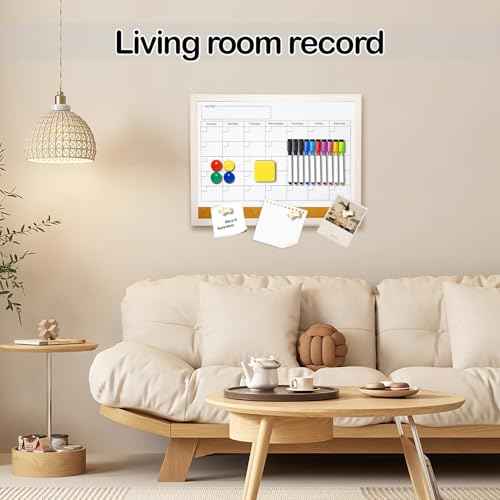 Dry Erase Calendar Whiteboard for Wall - 17x13 Inch Magnetic Whiteboard, Reusable Monthly Planner Board for Home Office, Classroom, Teachers & Students (White)
