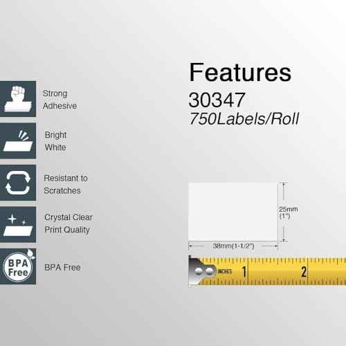 BETCKEY - Compatible DYMO 30347 (1" x 1-1/2") Book Spine Labels - Compatible with DYMO Labelwriter 450, 4XL, NOT FIT 550 & 5XL [28 Rolls/21000 Labels]