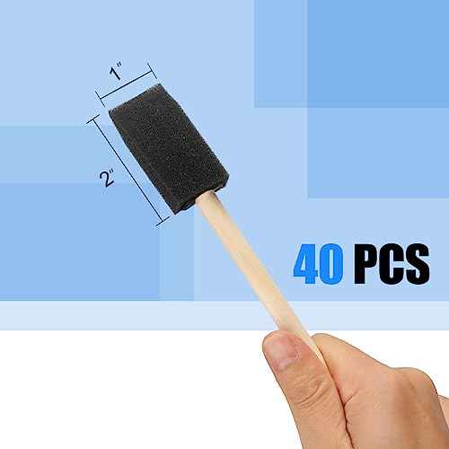 40 Pcs Foam Brush,1¡± Foam Paint Brushes, Wood Handle Sponge Paint Brush, Brushes for Painting for Staining, Varnishes, and DIY Craft Projects