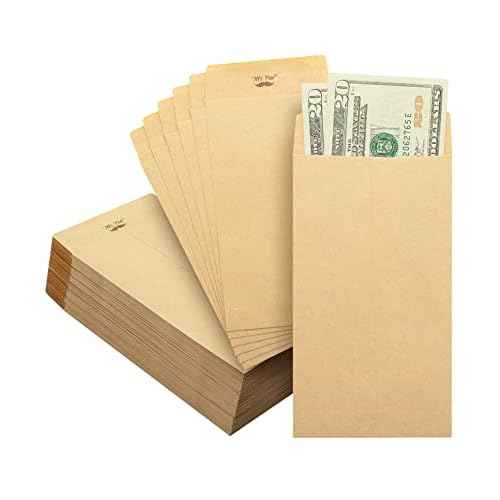Mr. Pen- Money Envelopes, 100 Pack, 6.5" x 3.5", Cash Saving Challenge, Small Money Budgeting Envelopes, Brown