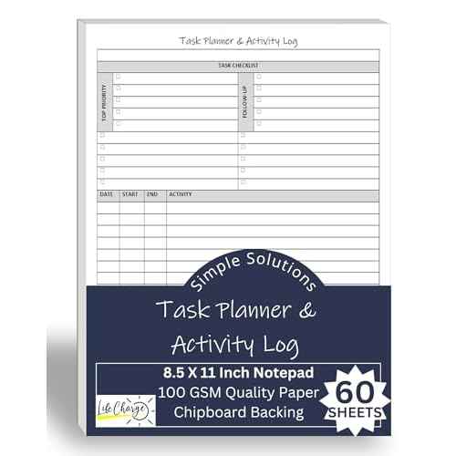 Task Planner & Activity Log Notepad ? 60 Page Undated Daily & Hourly Planning Pad, To-Do List, Checklist, Track Time & Tasks, ADHD Tracker ? Organize Workday, Boost Productivity ? 8.5 x 11 Tear Sheets
