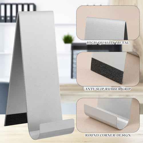 4 Pcs Metal Fancy Brochure Holder Display Flyer Brochure Holder Stand Table Vertical Countertop Literature Organizer for Booklets Pamphlet Magazine Menu Journals(Silver)