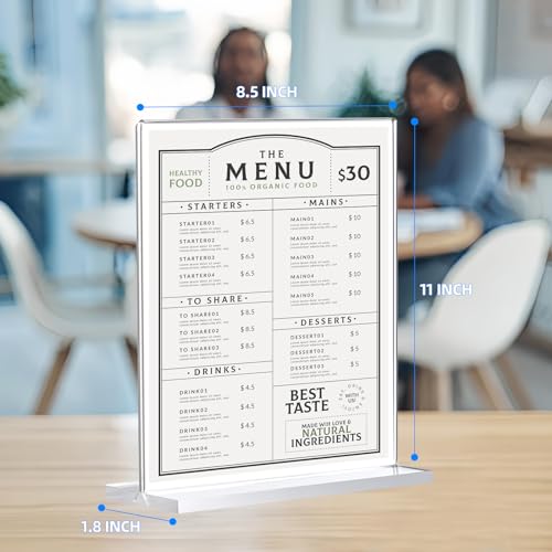 Vertical 12 Pack Acrylic Sign Holders 8.5 x 11 Double-Sided Clear Plastic Stands