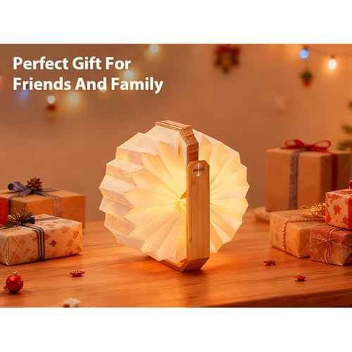 Portable Bamboo Lamp - Foldable Japanese Lantern with USB Charging, Waterproof Tear-Resistant Fiber Paper Shade, Accordion Travel Light for Home Decor Camping Gift