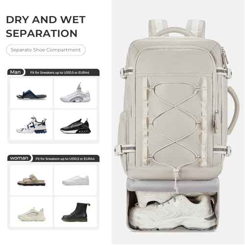 CLUCI Travel Backpack 30L, Waterproof Laptop Backpack Fits 17.3 Inch Laptop, Carry On Backpack with shoe compartment, Durable Expandable Gym, Large Hiking Backpack for Men Women£¨White£©