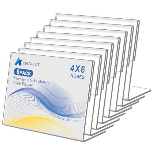 8 pack Acrylic Sign Holder 4 x 6 Inches,Clear Plastic Sign Holder Paper Photo Display£¬Menu Tabletop Stand£¬Clear Acrylic Picture Frame£¬Flyer Holder£¨Horizontal£©
