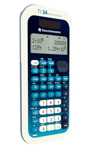 Blue Texas Instruments TI-34 MultiView Scientific Calculator for Middle School Math & Science
