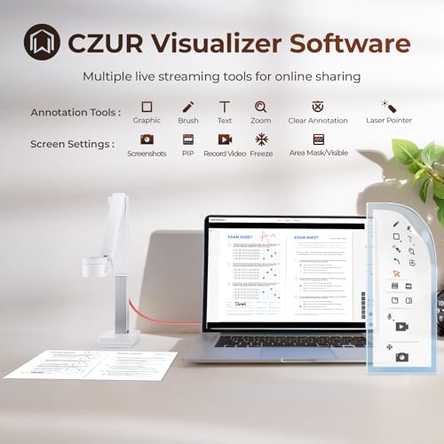 CZUR Fancy S Pro USB Document Camera White 12MP for Teachers & Presentations