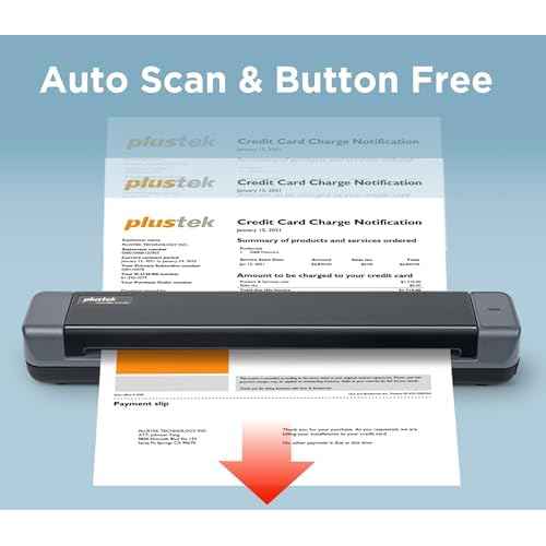 Plustek Mobile Scanner S410 Plus - Portable Sheet-Fed Document Scanner - for Windows 7 / 8 / 10 / 11, Featuring Button-Free Scanning with Included OCR Software